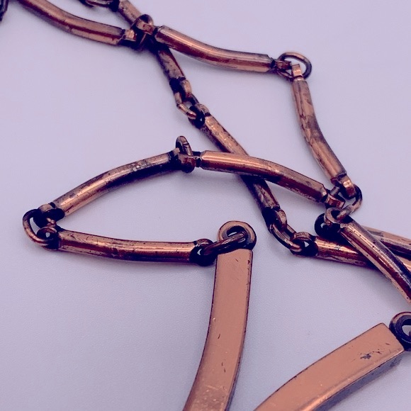💝 Vintage Solid Copper Modernist Necklace - Picture 5 of 6